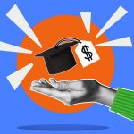 Imagem representando educação financeira com um chapéu de formatura e símbolo de dólar, destacando a importância do investimento em educação financeira.